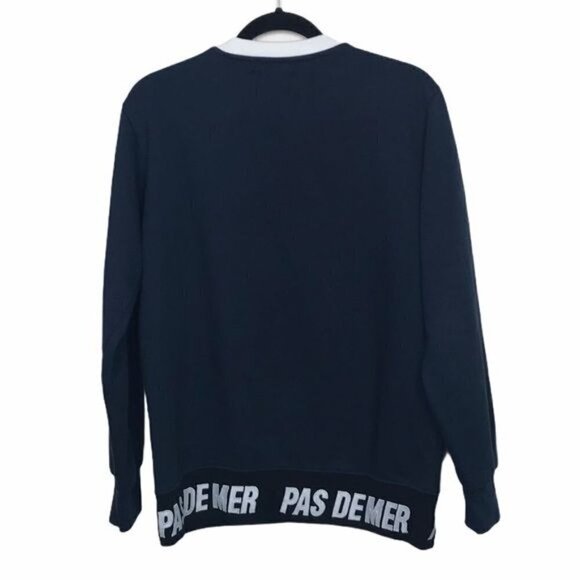 Pas De Mer Blue Sweatshirt Sweater with Logo Hem Small - Picture 2 of 6
